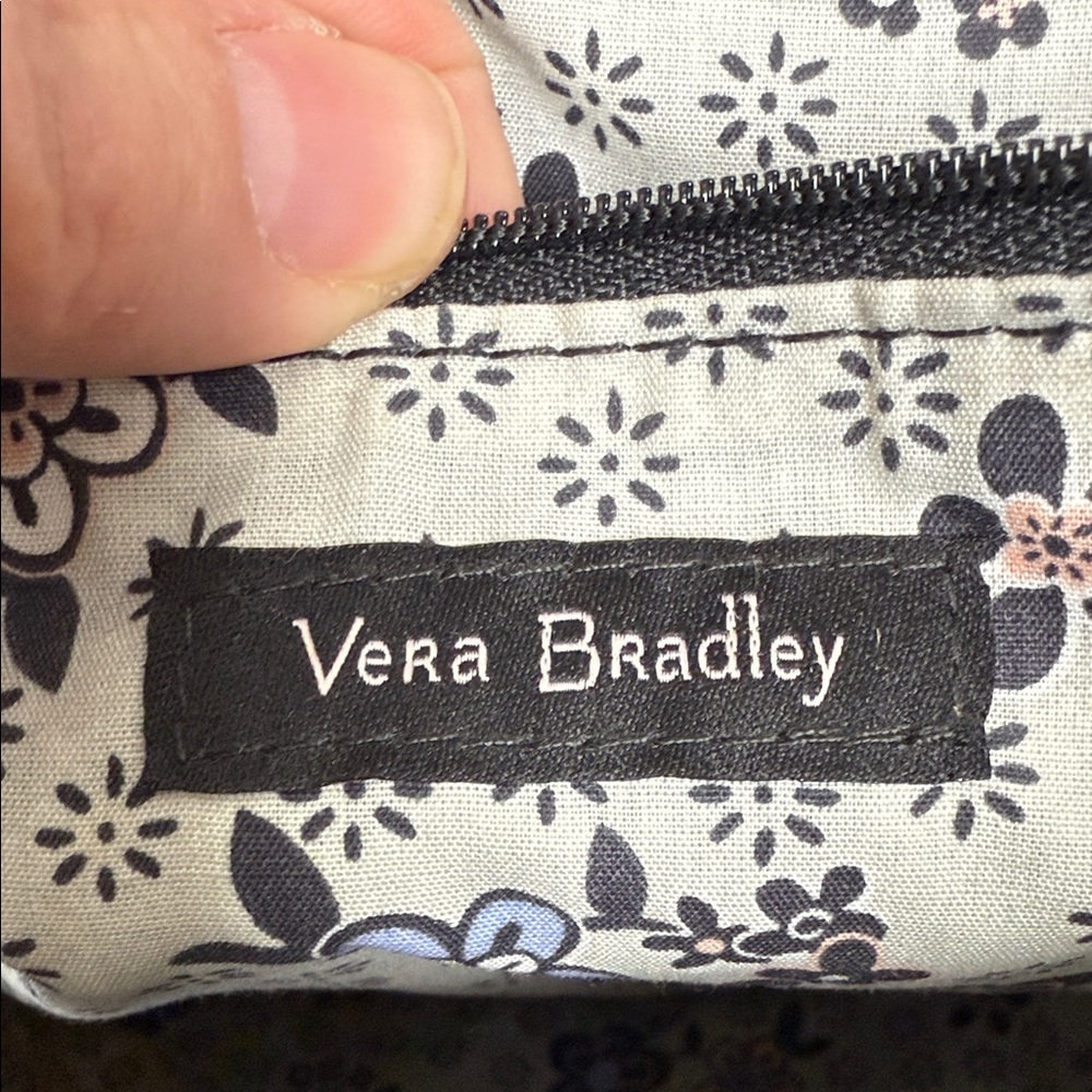 Vera Bradley Zip Top Hippy Crossbody Black and White Floral Bag - Picture 10 of 10